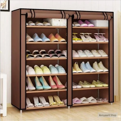 Nunix 36 pairs double column Shoe Rack With Coffee Cover
