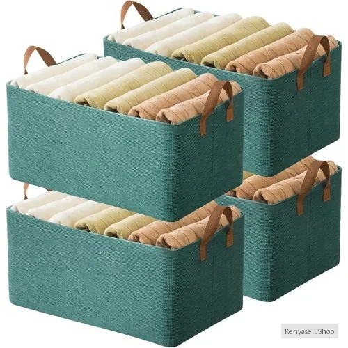 CYFAZA Foldable Clothes Organizer Fabric Storage Baskets 1pc Green