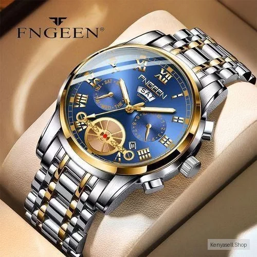 FNGEEN Fngeen - Men's Quartz Watch Multi Functional Steel Band Watch-Silver