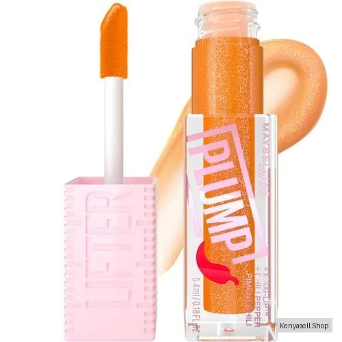 Maybelline Lifter Plump Hot Honey 008, Hydrating Lip Plumping Gloss with Chilli Pepper, Leaves Lips Looking Fuller and Glossier