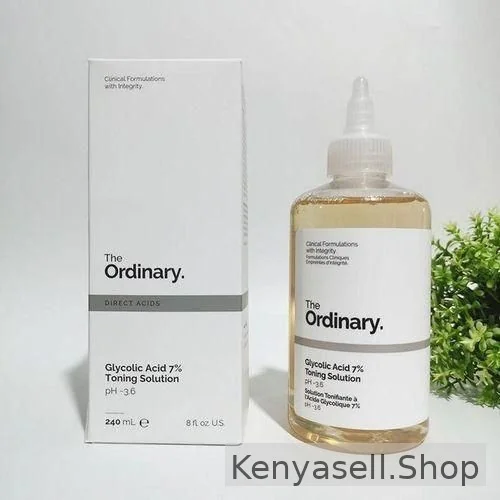 The Ordinary Glycolic Acid 7% Exfoliating Toner that smooths skin texture, evens tone, and enhances luminosity