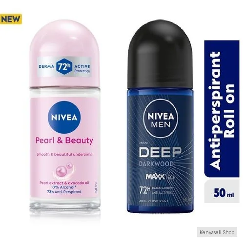 NIVEA His & Hers Deo Pack - Deep Roll-On - 50ml, Pearl & Beauty Roll-On - 50ml