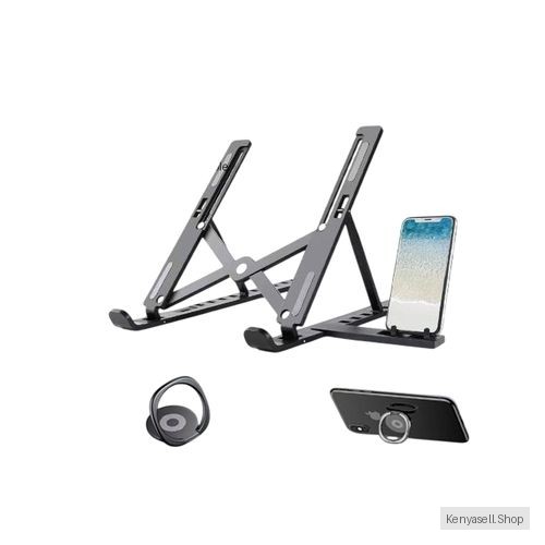 Foldable Portable Laptop Stand With Mobile Phone Stand 3 In 1 Black