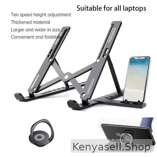Foldable Portable Laptop Stand With Mobile Phone Stand 3 In 1 Black