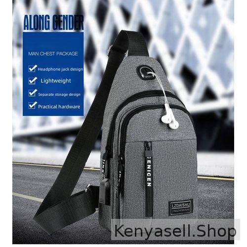 Men's Sports Casual Oxford Cloth Crossbody Bag Shoulder Bag Gray