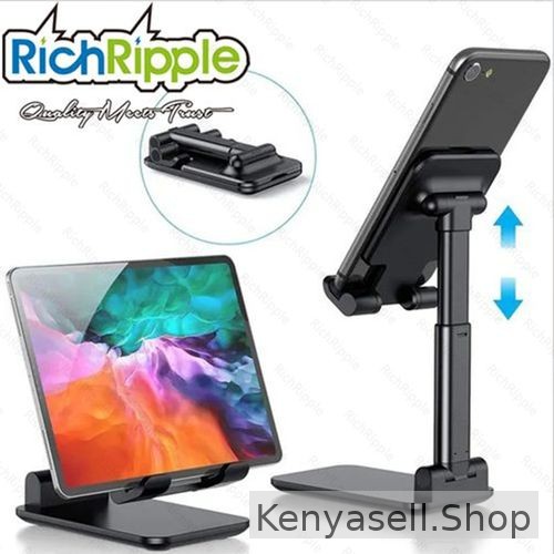 RichRipple Desktop Smartphone Holder, Foldable Phone Stand - Black