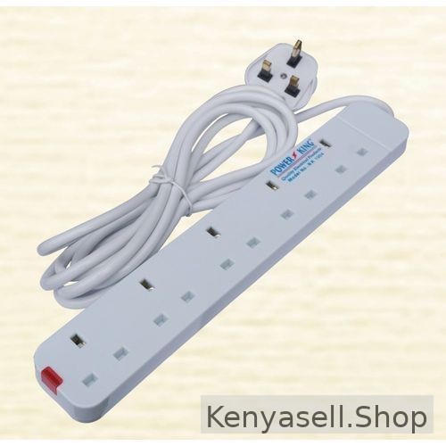 Power King Extension Cable - 5 Way - White.