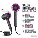 2200W Hair Dryer Blow dry hair dryer Blowdryer Professional Ionic Fast Drying Low Noise Salon Styling at Home