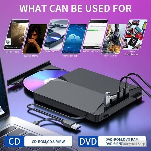 7 In 1 USB 3.0 Portable CD/DVD Drive, External Optical Drive