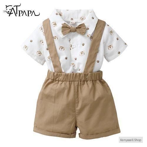 Catpapa 0-24 Months Baby Boy Animal Print Shirt +Starp Pants 2PCS