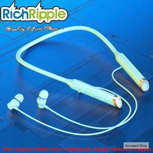 RichRipple Magnetic Snap Neckband Bluetooth Earphones Secure Fit Sports Headset Fast Charge