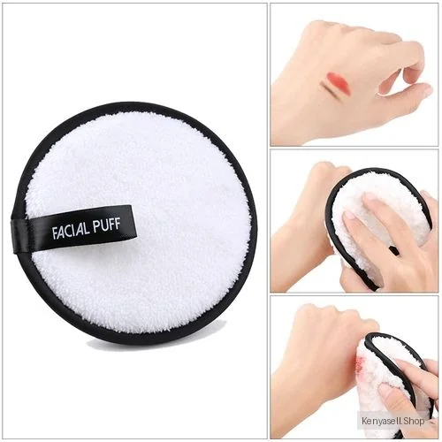 Make-up Remover Powder Puff  Face Clean Pad - Short Hair - White