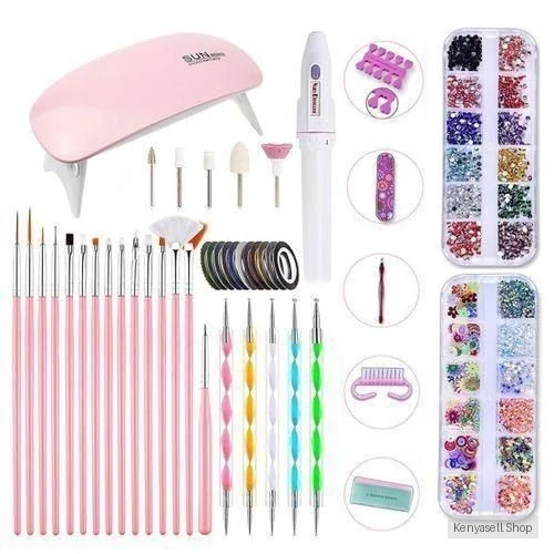 ARHANORY Nail Art Set UV Nail Lamp Paint Brushes Rhinestones Nail Drill DIY Nail Tool Dryer