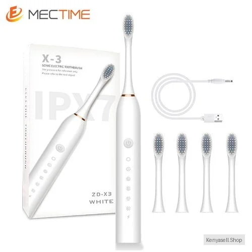 Electric Toothbrushes With 4 Brush Heads - White
