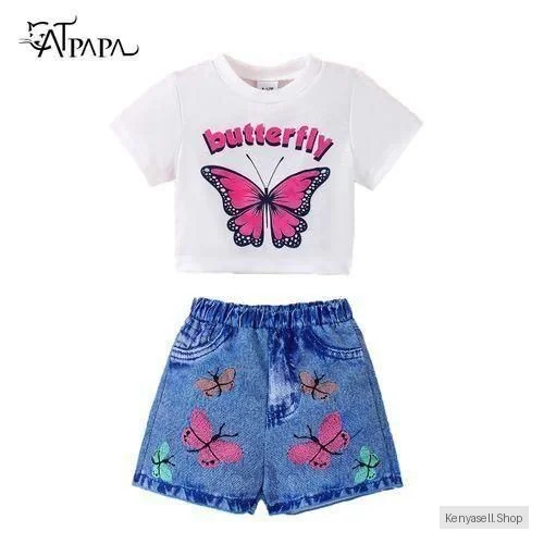 Catpapa 3-24 Months Baby Girl Butterfly Print T-shirt With Shorts