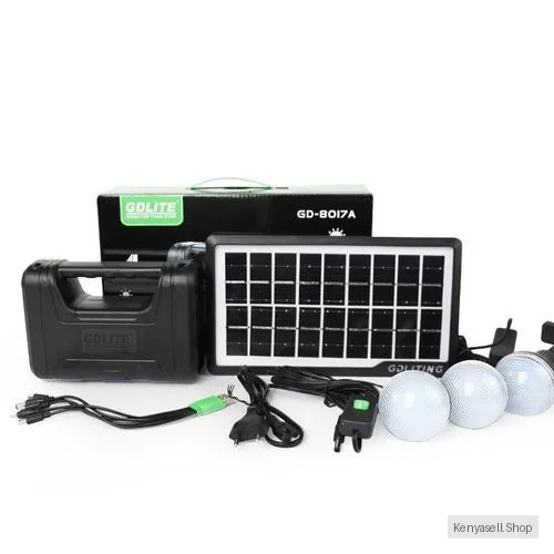 Solar Lighting System Kit With 3 LED Lights, Solar Panel, Camping lights GD8017A