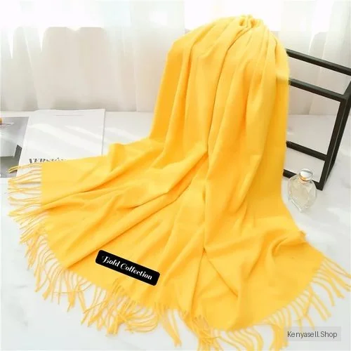 Elegant Yellow BIGSIZE Warm Multi-Purpose Kikois Cotton Cashmere Scarf