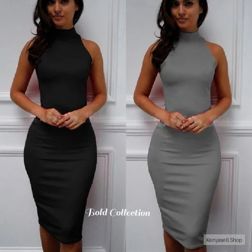 2PCS Sexiest Mock Neck Ribbed Bodycon Dress(Hips 36-42inches Fit)