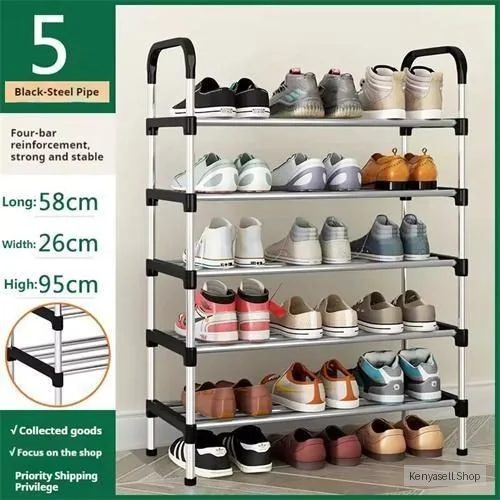 5-layer multi-layer adjustable metal shoe rack. Stackable, self-supporting organizer that saves space, suitable for bedrooms, dormitories, and offices