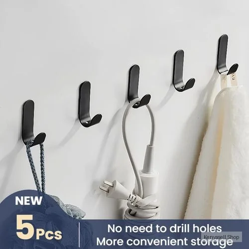5Pcs Self-Adhesive Hooks - No Punching, Wall-Mounted Utility Hooks