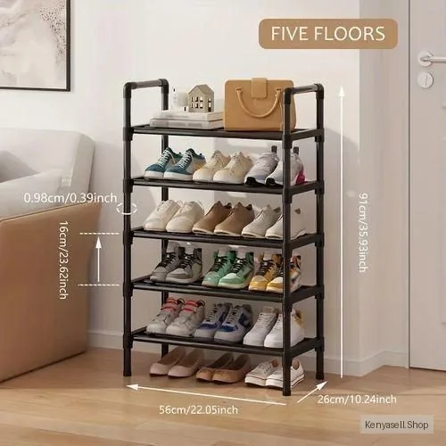 TIMBUTUS 5-layer Steel Pipe Shoe Rack (56 * 25.5 * 90cm)