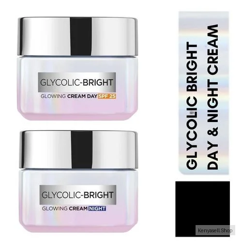 L'Oréal Paris Glycolic Bright - Day & Night Routine Kit, Accelerates Skin Renewal and Minimises Dark Spots - 50ml