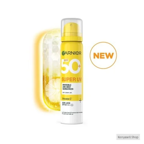 Garnier Super UV Invisible Air Mist Sunscreen SPF 50, with Vitamin C to Correct UV Induced Dark Marks and SPF 50, UVA+ UVB to Protect from Sun Damage, 75 ml