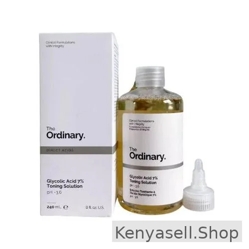 The Ordinary Glycolic Acid 7% Exfoliating Toner that smooths skin texture, evens tone, and enhances luminosity