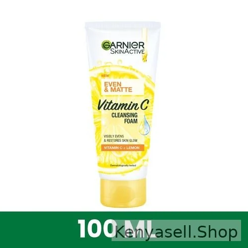 Garnier Even & Matte Cleansing Foam with Vitamin C and Lemon - Visibly Even and Restores Skin Glow, 100ml