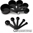 CYFAZA Measuring Cups And Spoons, 10-Piece Set, Plastic, Black