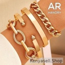 ARHANORY Punk Cube Link Chains Bracelets Set For Women Gold Chain