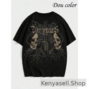 Dou-color Dou-color Men's Fashion Thick Skull Style Printed T-shirt - Black