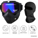 Genera 2 Pieces Motorcycle Riding Full Face Mask Balaclava with Detachable Goggles for Dust Protection