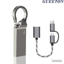 GUEETON 128GB usb Flash Drive metal hook with 3 in 1 OTG adapter usb cable