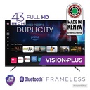 Vision Plus VP8843SW 43" Frameless FHD Smart TV – Netflix/YouTube/500+ Apps, Inbuilt Decoder DVB-T2/S2, Bluetooth, Dolby Audio + Free Wall Mount (2YRS WRTY)