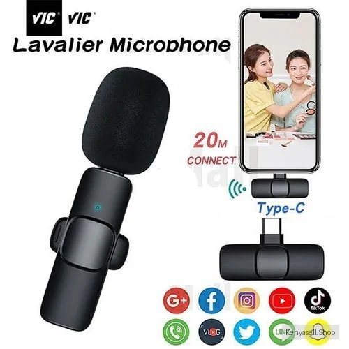 VIC New Wireless Lavalier Microphone Portable Audio Video Recording Mini Mic.