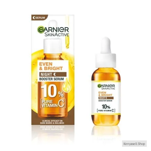 Garnier Even & Bright Night Booster Brightening Serum With 10% Pure Vitamin C - Significantly Reduced Dark Marks Appearance