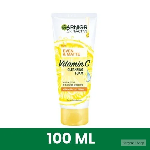 Garnier Even & Matte Cleansing Foam with Vitamin C and Lemon - Visibly Even and Restores Skin Glow, 100ml