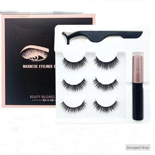 3 Pairs Of Reusable Magnetic False Eyelashes - Black