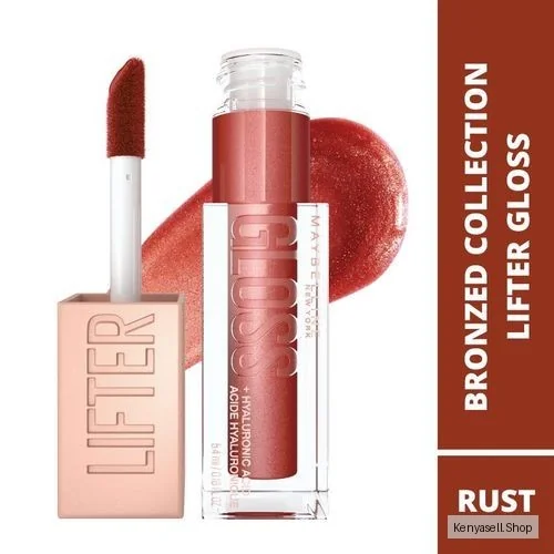 Maybelline Lifter Gloss Plumping and Hydrating Lip Gloss, Shade: 016 Rust, with Hyaluronic Acid for Super Juicy Lips with Incredible Shine, 5.4ml