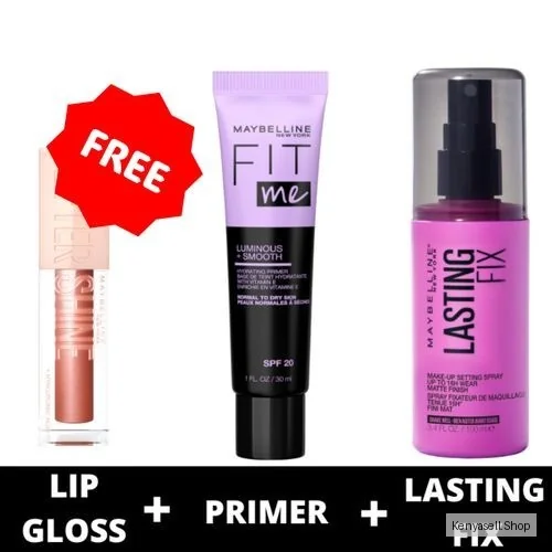Maybelline Lasting Fix Setting Pray + Fit Me Primer Luminous & Smooth + FREE Lifter Gloss Topaz