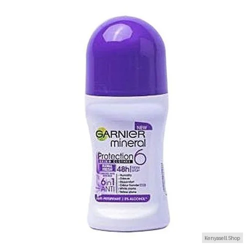 Garnier Mineral Protection 6 In 1 Floral Fresh Womens Roll-on Anti-Perspirant Deodrant, Enriched With Moringa For Humidity, Odours, Discomfort, Yellow Stains - 50ml