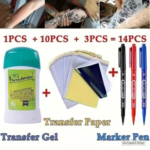 14pcs professional body art template magic Jelly, thermal copy body art transfer paper, marker pen