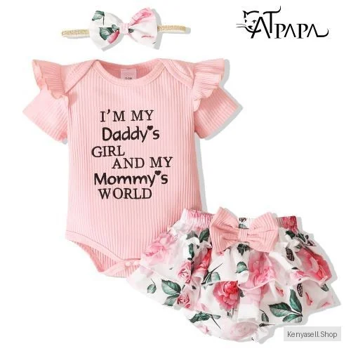 Catpapa 0-18Months Baby Girl Summer Ribbed Bodysuit Floral Pants Set