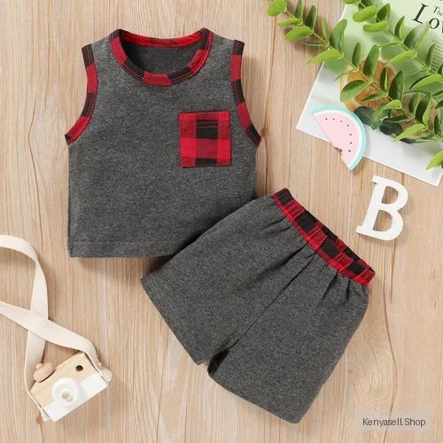 Catpapa 0-18Months Baby Boys Round Neck Vest With Shorts