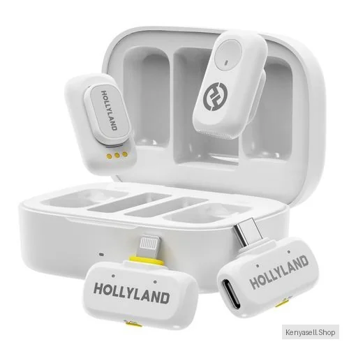 Hollyland Hollyland LARK A1 Combo - Wireless Mini Microphone for iPhone & Android (2TX + USB-C RX + Lightning RX + Charging Case), Magnetic Mic for YouTube, TikTok, Podcast, Vlogging (White)