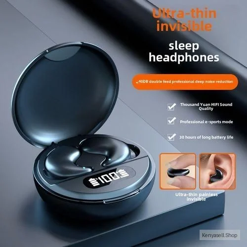 YYK790 ANC Sleep Earbuds Bluetooth 5.4 Ear-hook IPX5, 8H+ Battery, Digital Display, Stereo Bass
