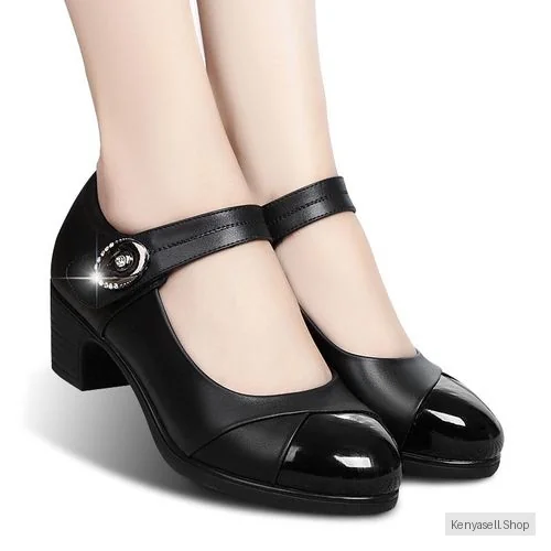 SXCHEN Women Shoes Heels High PU Leather Shoe Fashion Black Formal Ladies Shoe Non-slip